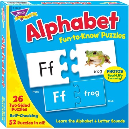 Trend Alphabet Fun-To-Know Puzzles, 3"x3", 52 Pcs, Multi TEPT36002
